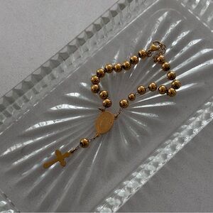 ROSARY STYLE BRACELET IN GOLD 7" + 1" Extender *Includes White Jewelry Bag